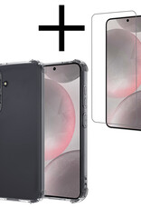 NoXx Hoes Geschikt voor Samsung S24 Hoesje Siliconen Cover Shock Proof Back Case Shockproof Hoes Met Screenprotector - Transparant