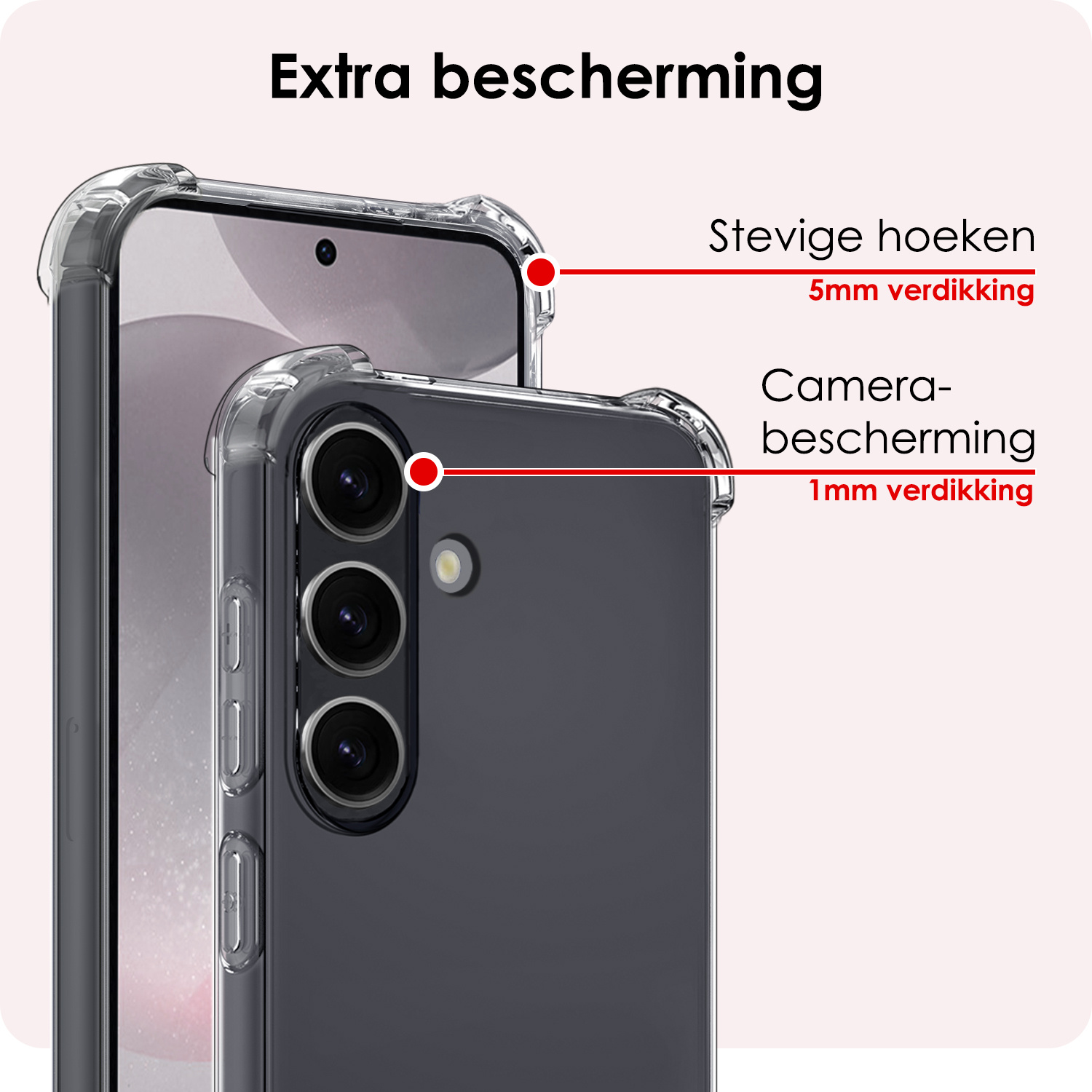 NoXx Hoes Geschikt voor Samsung S24 Hoesje Siliconen Cover Shock Proof Back Case Shockproof Hoes - Transparant - 2x