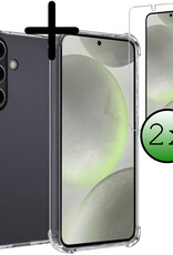 BASEY. Hoes Geschikt voor Samsung S24 Plus Hoesje Shock Proof Case Hoes Siliconen Met 2x Screenprotector - Hoesje Geschikt voor Samsung Galaxy S24 Plus Hoes Cover Shockproof - Transparant