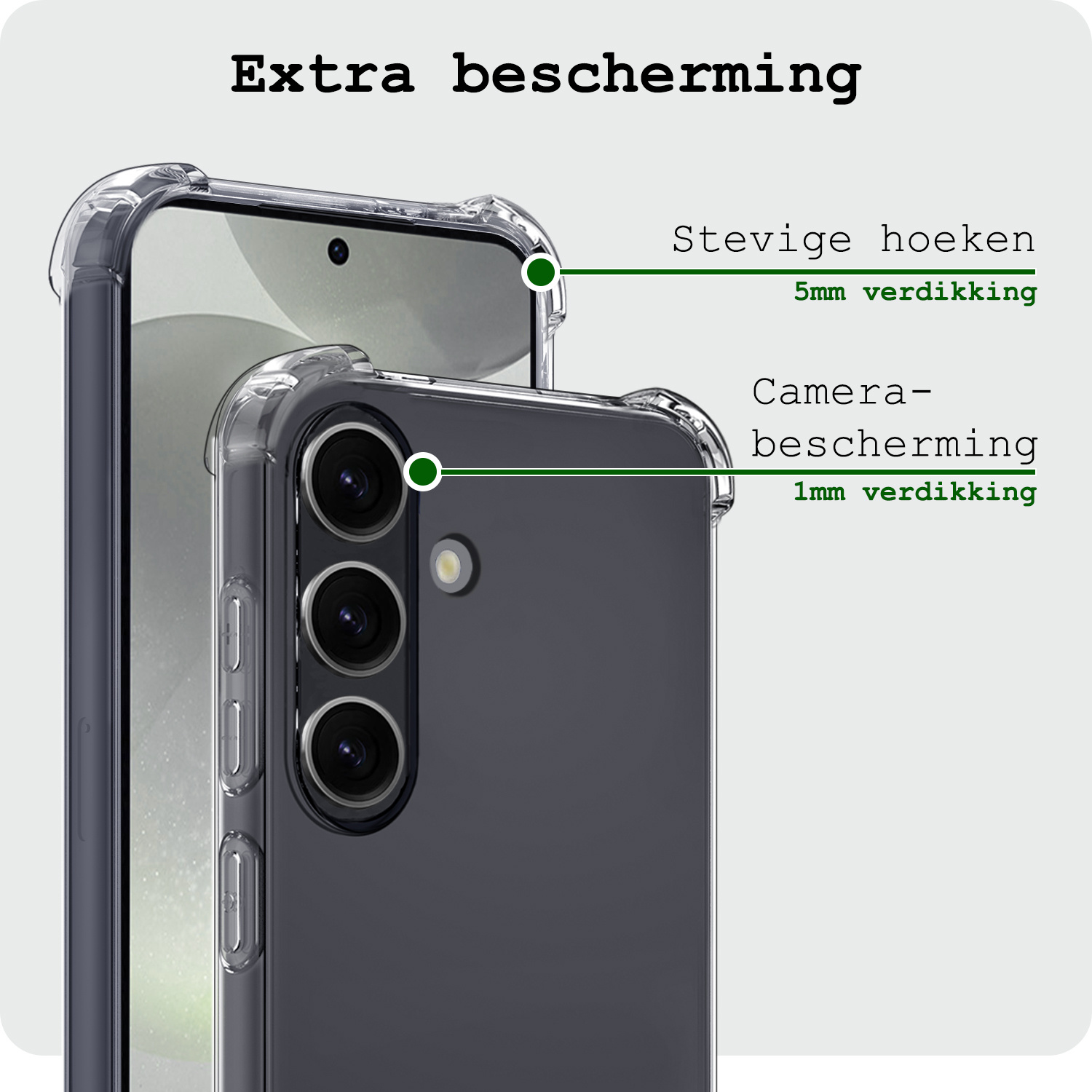 BASEY. Hoes Geschikt voor Samsung S24 Plus Hoesje Shock Proof Case Hoes Siliconen Met 2x Screenprotector - Hoesje Geschikt voor Samsung Galaxy S24 Plus Hoes Cover Shockproof - Transparant