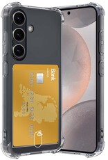 Nomfy Hoesje Geschikt voor Samsung S24 Hoesje Pasjeshouder Shockproof Pas Houder - Hoesje Geschikt voor Samsung Galaxy S24 Hoes Met Kaarthouder - Transparant