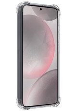 NoXx Hoes Geschikt voor Samsung S24 Plus Hoesje Pasjeshouder Cover Shock Proof Case Siliconen Hoes Met Kaarthouder Met Screenprotector - Transparant