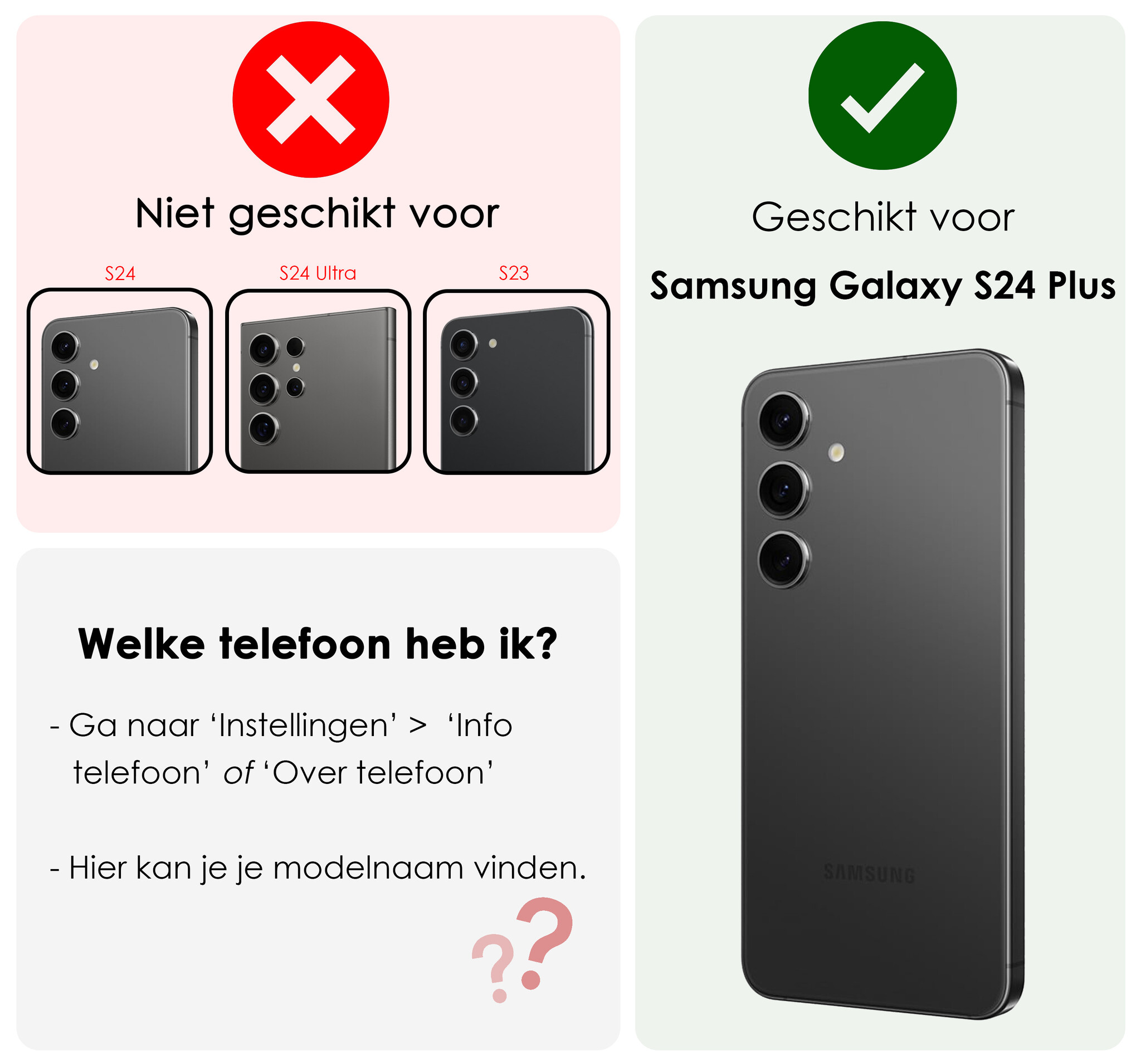 NoXx Hoes Geschikt voor Samsung S24 Plus Hoesje Pasjeshouder Cover Shock Proof Case Siliconen Hoes Met Kaarthouder Met Screenprotector - Transparant