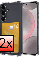 NoXx Hoes Geschikt voor Samsung S24 Plus Hoesje Pasjeshouder Cover Shock Proof Case Siliconen Hoes Met Kaarthouder - Transparant - 2x