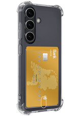 NoXx Hoes Geschikt voor Samsung S24 Plus Hoesje Pasjeshouder Cover Shock Proof Case Siliconen Hoes Met Kaarthouder - Transparant