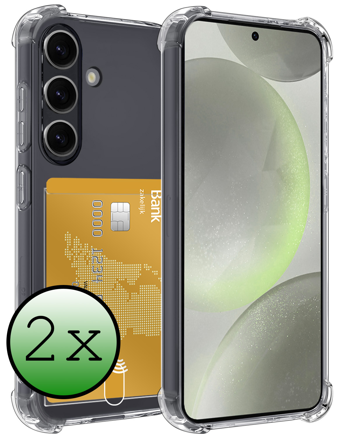 BASEY. Hoes Geschikt voor Samsung S24 Hoesje Shock Proof Case Hoes - Hoesje Geschikt voor Samsung Galaxy S24 Hoes Cover Shockproof - Transparant - 2 Stuks