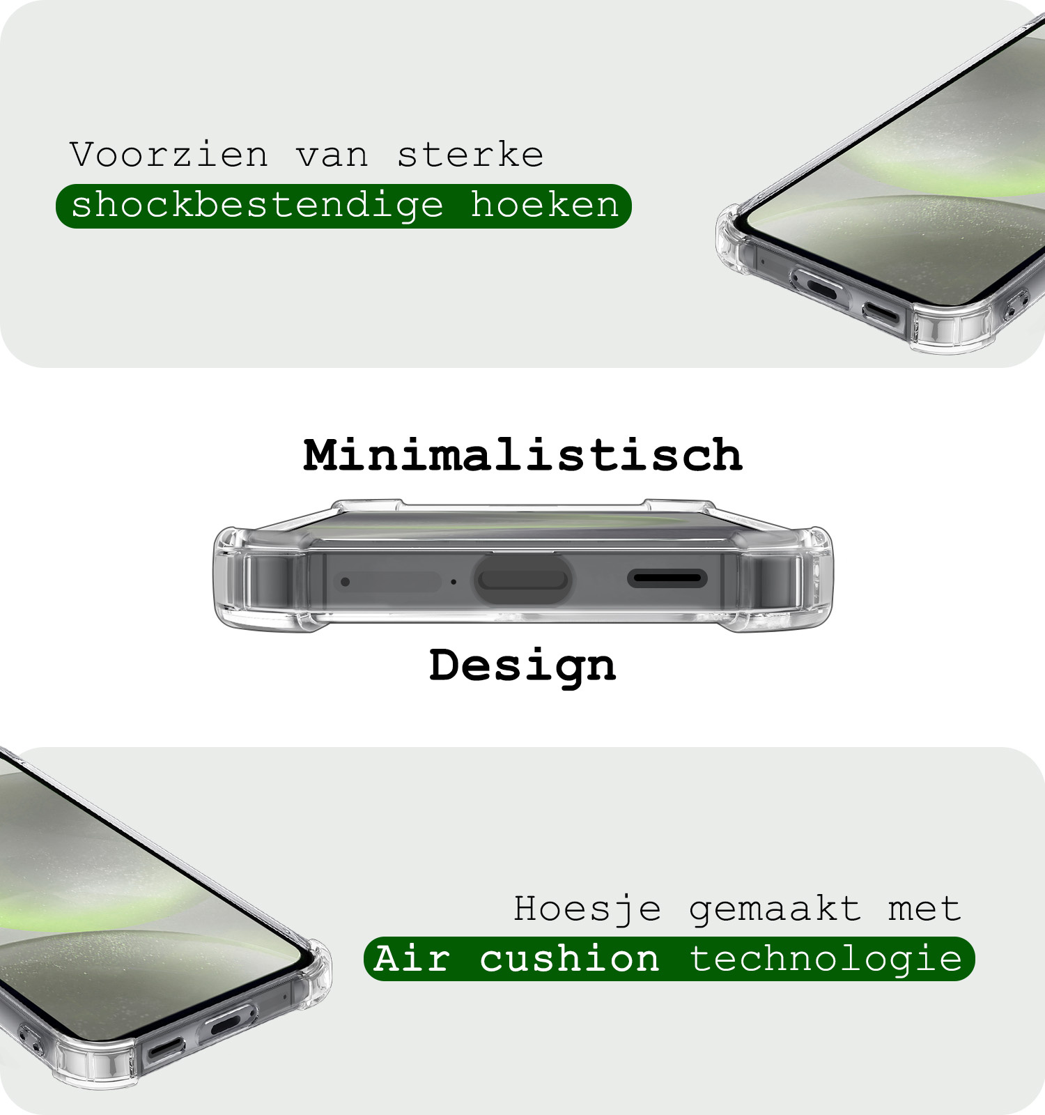BASEY. Hoes Geschikt voor Samsung S24 Hoesje Shock Proof Case Hoes - Hoesje Geschikt voor Samsung Galaxy S24 Hoes Cover Shockproof - Transparant - 2 Stuks
