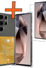 Nomfy Hoesje Geschikt voor Samsung S24 Ultra Hoesje Pasjeshouder Shockproof Pas Houder Met Screenprotector - Hoesje Geschikt voor Samsung Galaxy S24 Ultra Hoes Met Kaarthouder - Transparant