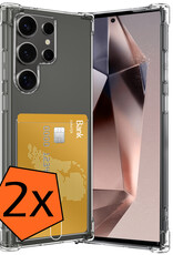 Nomfy Hoesje Geschikt voor Samsung S24 Ultra Hoesje Pasjeshouder Shockproof Pas Houder - Hoesje Geschikt voor Samsung Galaxy S24 Ultra Hoes Met Kaarthouder - Transparant - 2 PACK
