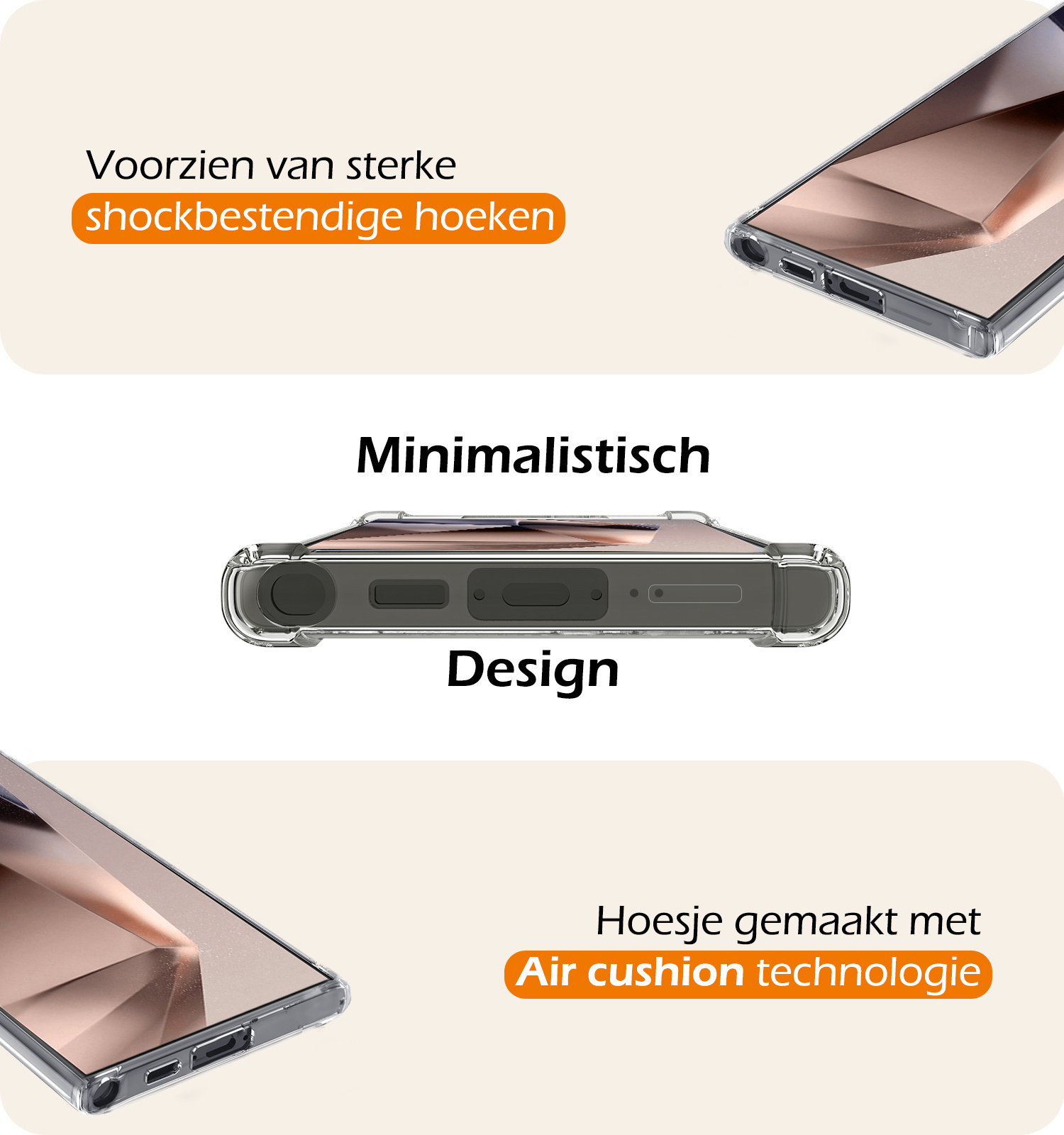 Nomfy Hoesje Geschikt voor Samsung S24 Ultra Hoesje Pasjeshouder Shockproof Pas Houder - Hoesje Geschikt voor Samsung Galaxy S24 Ultra Hoes Met Kaarthouder - Transparant - 2 PACK