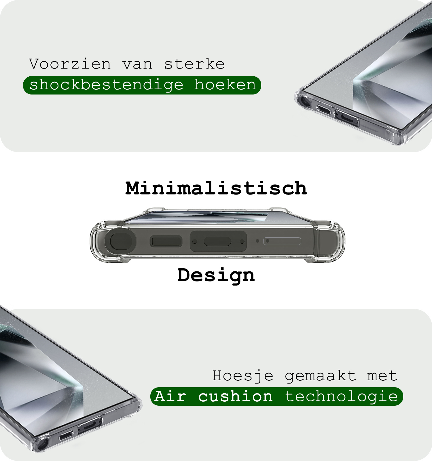 BASEY. Hoes Geschikt voor Samsung S24 Ultra Hoesje Shock Proof Case Hoes Met 2x Screenprotector - Hoesje Geschikt voor Samsung Galaxy S24 Ultra Hoes Cover Shockproof - Transparant