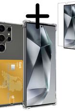 BASEY. Hoes Geschikt voor Samsung S24 Ultra Hoesje Shock Proof Case Hoes Met Screenprotector - Hoesje Geschikt voor Samsung Galaxy S24 Ultra Hoes Cover Shockproof - Transparant