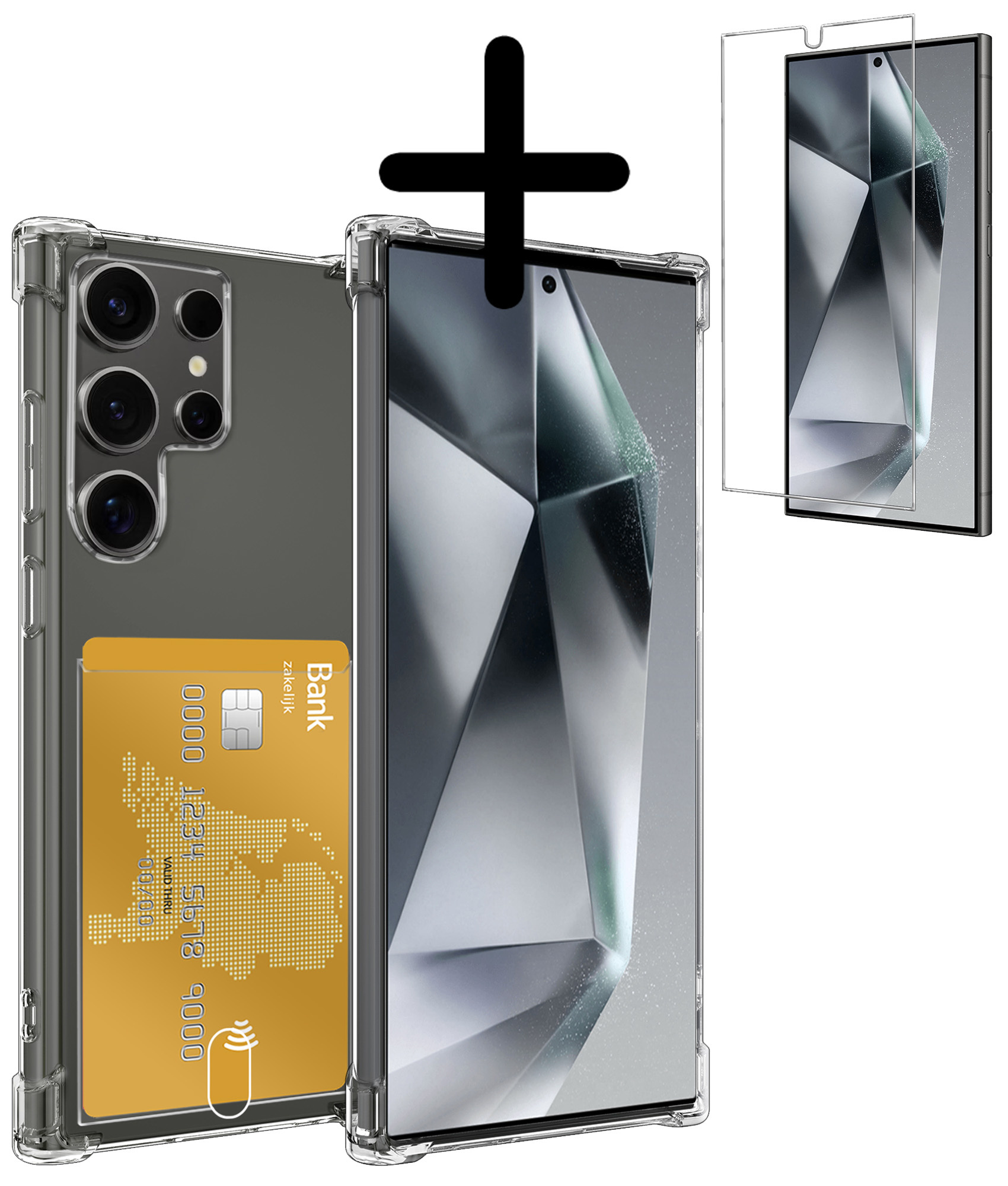 BASEY. Hoes Geschikt voor Samsung S24 Ultra Hoesje Shock Proof Case Hoes Met Screenprotector - Hoesje Geschikt voor Samsung Galaxy S24 Ultra Hoes Cover Shockproof - Transparant