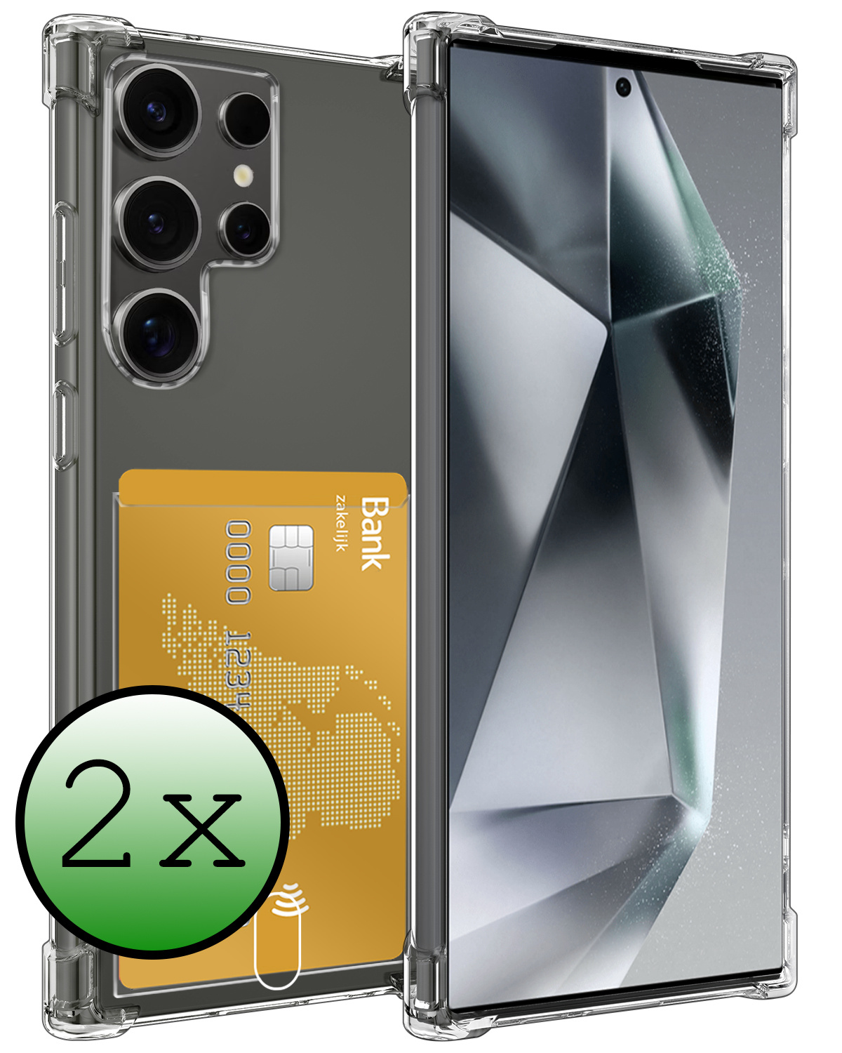 BASEY. Hoes Geschikt voor Samsung S24 Ultra Hoesje Shock Proof Case Hoes - Hoesje Geschikt voor Samsung Galaxy S24 Ultra Hoes Cover Shockproof - Transparant - 2 Stuks