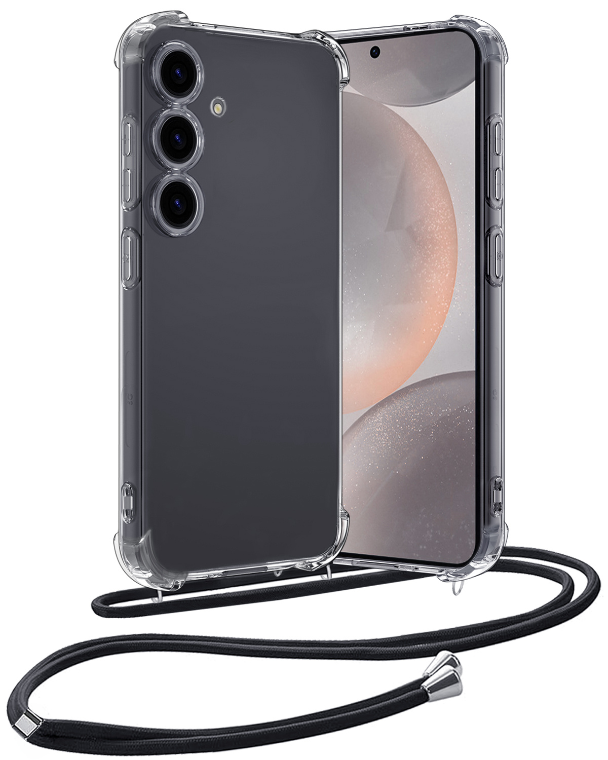 Nomfy Hoesje Geschikt voor Samsung S24 Plus Hoesje Shock Proof Transparant Met Telefoonketting Case Shock Koord - Hoesje Geschikt voor Samsung Galaxy S24 Plus Shock Proof Case Met Koord - Transparant