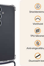 Nomfy Hoesje Geschikt voor Samsung S24 Hoesje Shock Proof Transparant Met Telefoonketting Case Shock Koord - Hoesje Geschikt voor Samsung Galaxy S24 Shock Proof Case Met Koord - Transparant