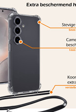 Nomfy Hoesje Geschikt voor Samsung S24 Hoesje Shock Proof Transparant Met Telefoonketting Case Shock Koord - Hoesje Geschikt voor Samsung Galaxy S24 Shock Proof Case Met Koord - Transparant