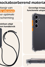 Nomfy Hoesje Geschikt voor Samsung S24 Hoesje Shock Proof Transparant Met Telefoonketting Case Shock Koord - Hoesje Geschikt voor Samsung Galaxy S24 Shock Proof Case Met Koord - Transparant