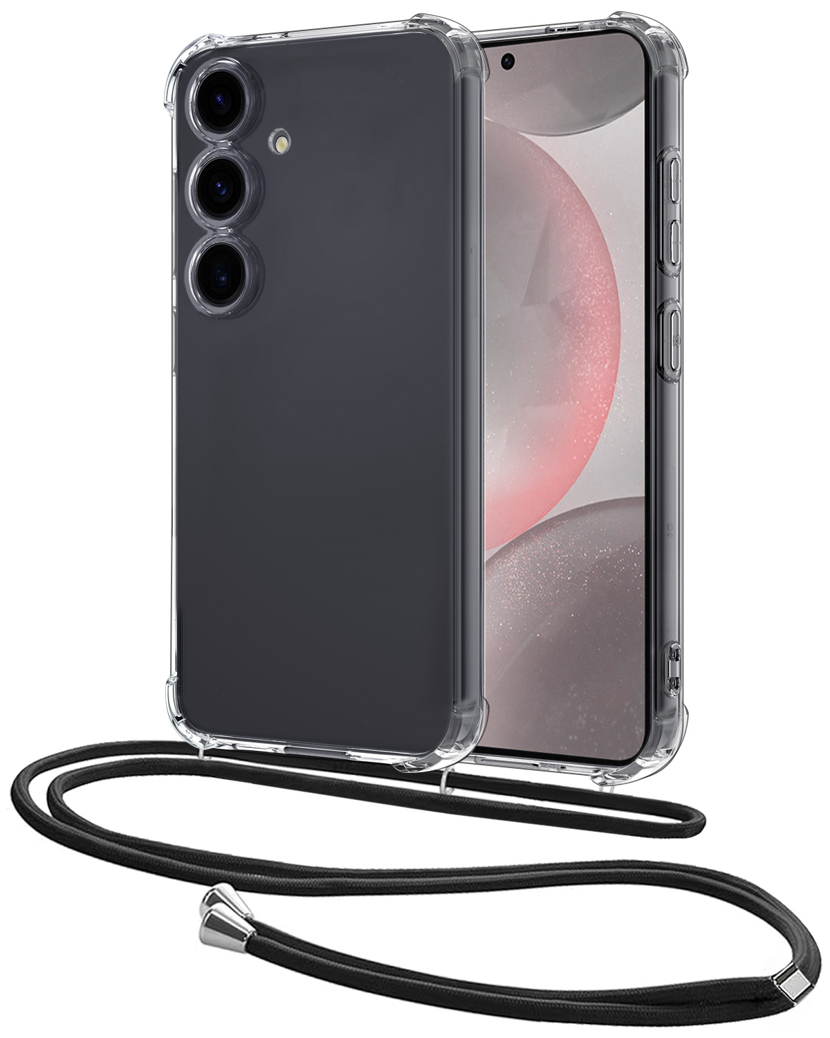 NoXx Hoes Geschikt voor Samsung S24 Plus Hoesje Transparant Met Telefoonkoord Cover Shock Proof Case Koord Hoes