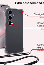 NoXx Hoes Geschikt voor Samsung S24 Hoesje Transparant Met Telefoonkoord Cover Shock Proof Case Koord Hoes