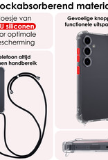 NoXx Hoes Geschikt voor Samsung S24 Hoesje Transparant Met Telefoonkoord Cover Shock Proof Case Koord Hoes