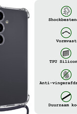 BASEY. Hoes Geschikt voor Samsung S24 Plus Hoesje Shock Proof Case Met Koord Shock Hoes Met Koord - Hoesje Geschikt voor Samsung Galaxy S24 Plus Hoes Cover Met Koord - Transparant