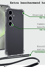 BASEY. Hoes Geschikt voor Samsung S24 Plus Hoesje Shock Proof Case Met Koord Shock Hoes Met Koord - Hoesje Geschikt voor Samsung Galaxy S24 Plus Hoes Cover Met Koord - Transparant