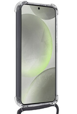 BASEY. Hoes Geschikt voor Samsung S24 Hoesje Shock Proof Case Met Koord Shock Hoes Met Koord - Hoesje Geschikt voor Samsung Galaxy S24 Hoes Cover Met Koord - Transparant