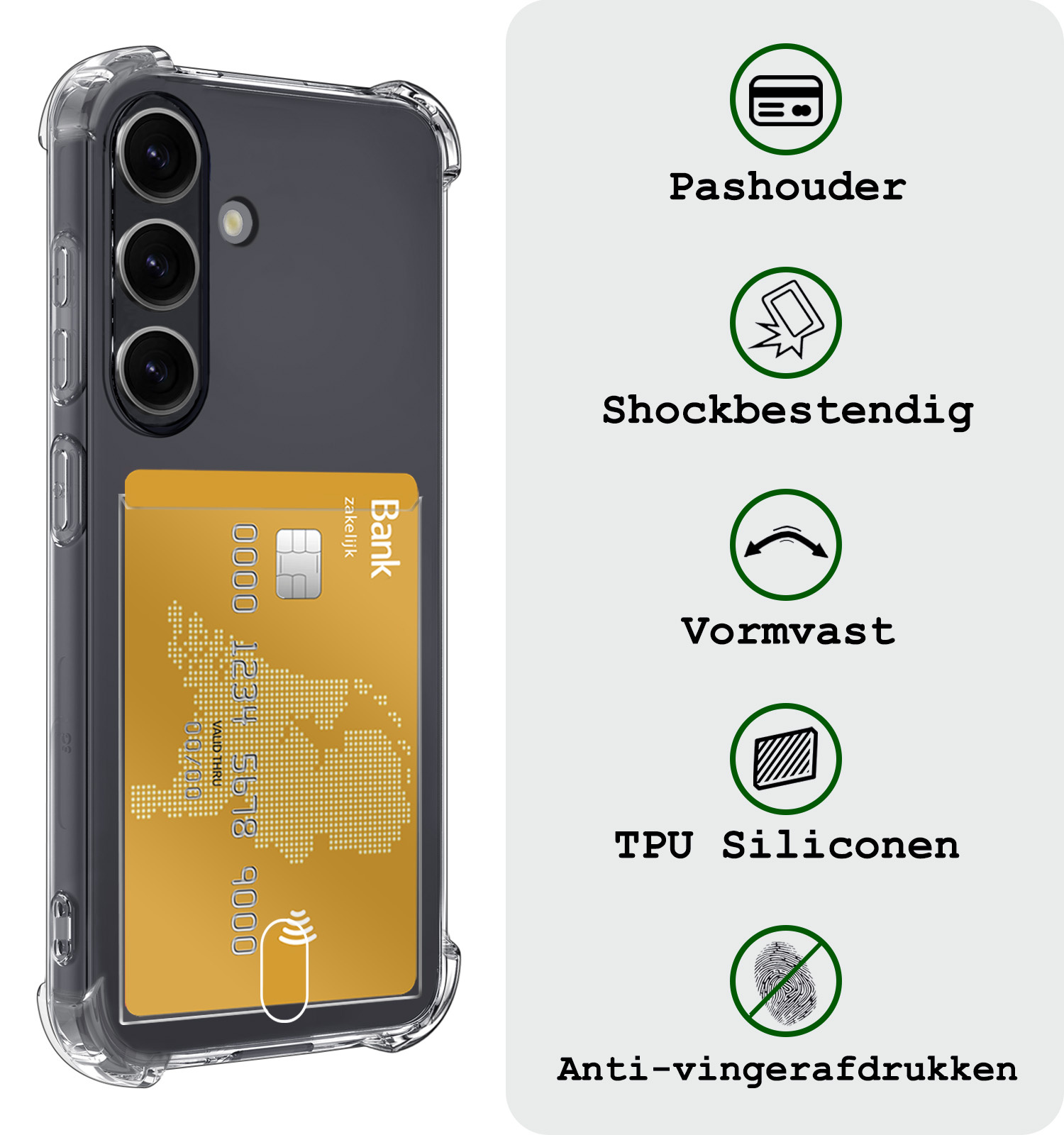 BASEY. Hoes Geschikt voor Samsung S24 Hoesje Shock Proof Case Hoes - Hoesje Geschikt voor Samsung Galaxy S24 Hoes Cover Shockproof - Transparant - 2 Stuks