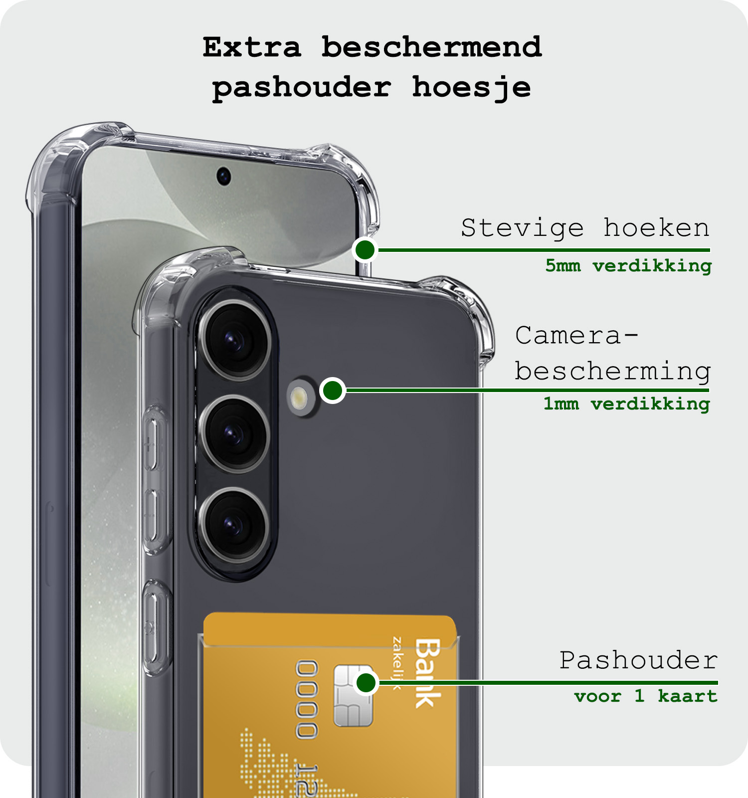 BASEY. Hoes Geschikt voor Samsung S24 Hoesje Shock Proof Case Hoes - Hoesje Geschikt voor Samsung Galaxy S24 Hoes Cover Shockproof - Transparant - 2 Stuks