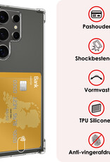 NoXx Hoes Geschikt voor Samsung S24 Ultra Hoesje Pasjeshouder Cover Shock Proof Case Siliconen Hoes Met Kaarthouder - Transparant