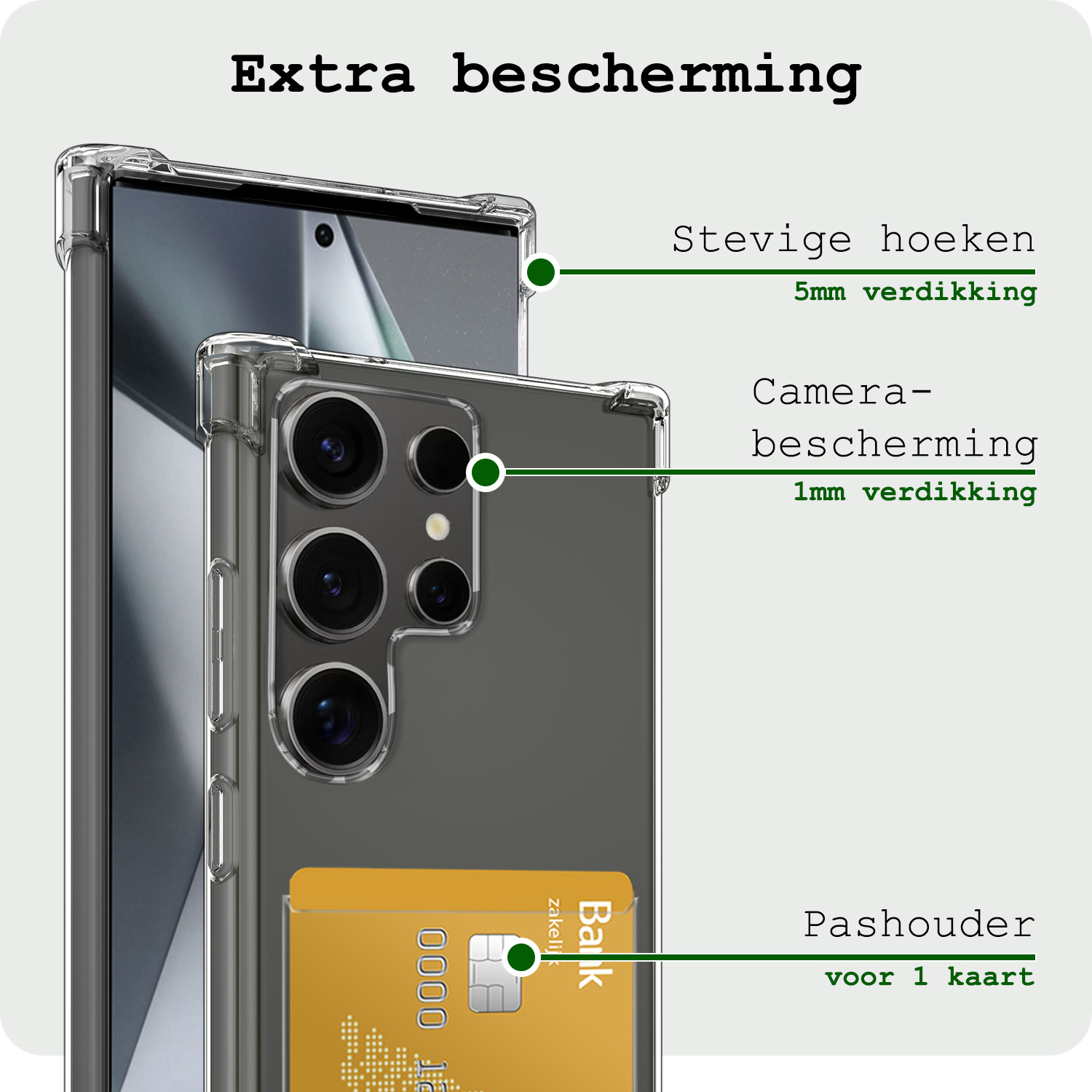 BASEY. Hoes Geschikt voor Samsung S24 Ultra Hoesje Shock Proof Case Hoes Met 2x Screenprotector - Hoesje Geschikt voor Samsung Galaxy S24 Ultra Hoes Cover Shockproof - Transparant