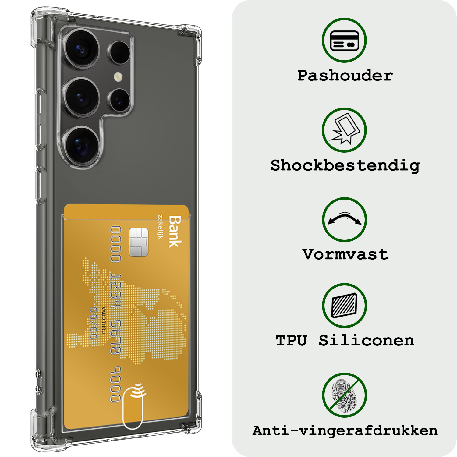 BASEY. Hoes Geschikt voor Samsung S24 Ultra Hoesje Shock Proof Case Hoes - Hoesje Geschikt voor Samsung Galaxy S24 Ultra Hoes Cover Shockproof - Transparant