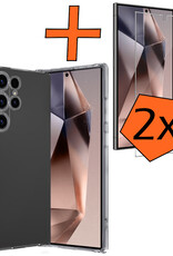 Nomfy Hoesje Geschikt voor Samsung S24 Ultra Hoesje Siliconen Cover Case Met 2x Screenprotector - Hoes Geschikt voor Samsung Galaxy S24 Ultra Hoes Back Case - Transparant