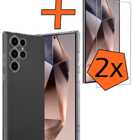 Nomfy Nomfy Samsung Galaxy S24 Ultra Hoesje Siliconen Met 2x Screenprotector - Transparant