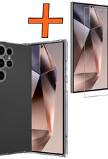 Nomfy Hoesje Geschikt voor Samsung S24 Ultra Hoesje Siliconen Cover Case Met Screenprotector - Hoes Geschikt voor Samsung Galaxy S24 Ultra Hoes Back Case - Transparant