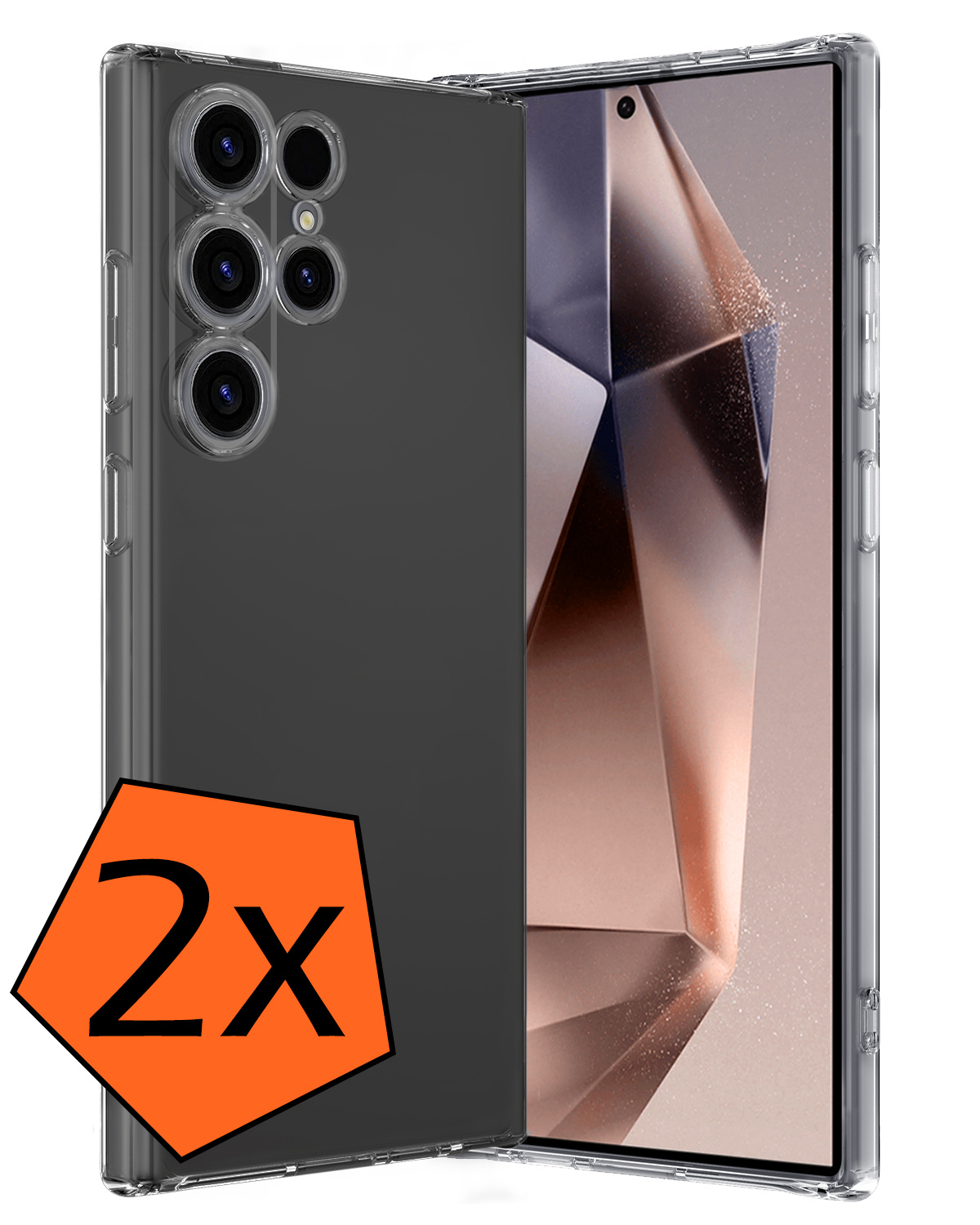 Nomfy Hoesje Geschikt voor Samsung S24 Ultra Hoesje Siliconen Cover Case - Hoes Geschikt voor Samsung Galaxy S24 Ultra Hoes Back Case - 2-PACK - Transparant