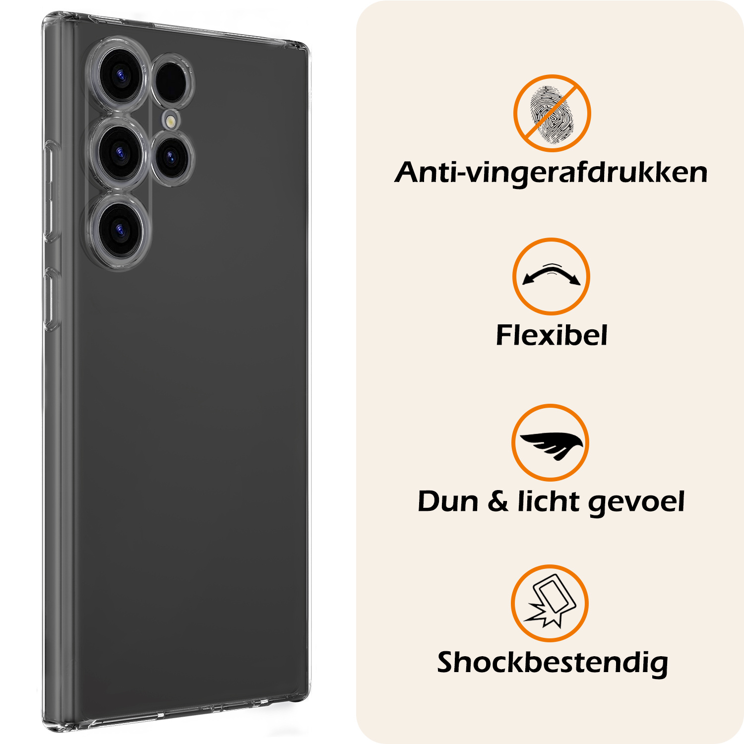 Nomfy Hoesje Geschikt voor Samsung S24 Ultra Hoesje Siliconen Cover Case - Hoes Geschikt voor Samsung Galaxy S24 Ultra Hoes Back Case - 2-PACK - Transparant