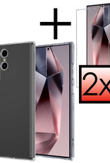 NoXx Hoes Geschikt voor Samsung S24 Ultra Hoesje Cover Siliconen Back Case Hoes Met 2x Screenprotector - Transparant
