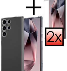 NoXx NoXx Samsung Galaxy S24 Ultra Hoesje Siliconen Met 2x Screenprotector - Transparant