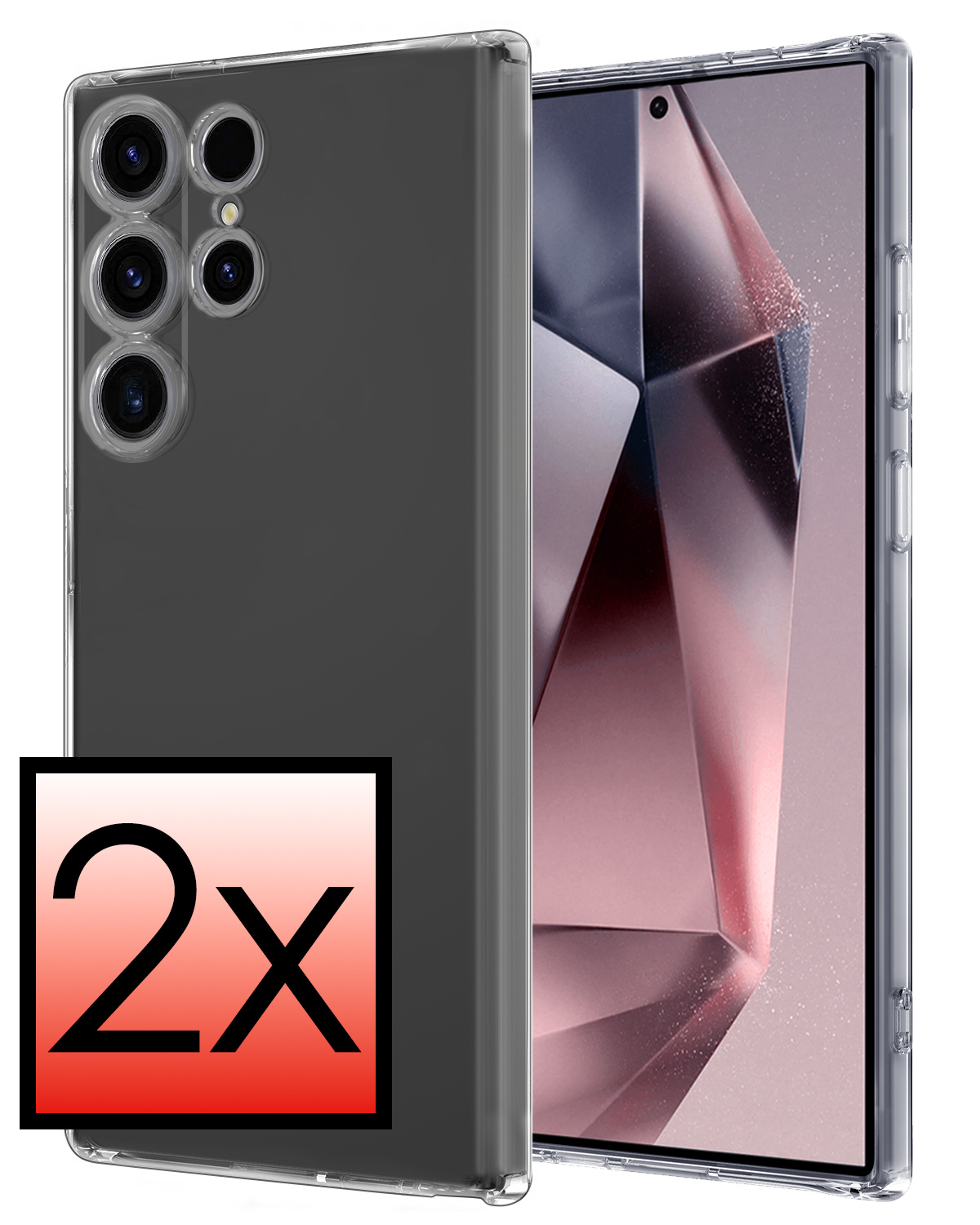 NoXx Hoes Geschikt voor Samsung S24 Ultra Hoesje Cover Siliconen Back Case Hoes - Transparant - 2x