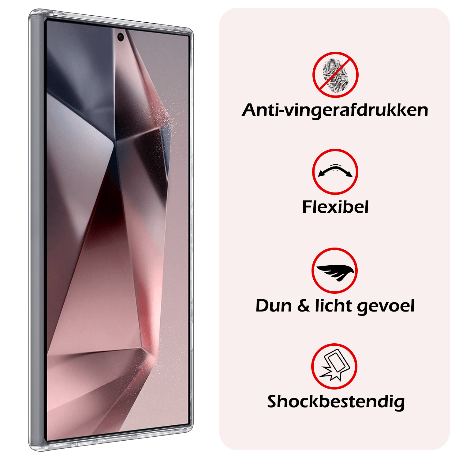 NoXx Hoes Geschikt voor Samsung S24 Ultra Hoesje Cover Siliconen Back Case Hoes - Transparant