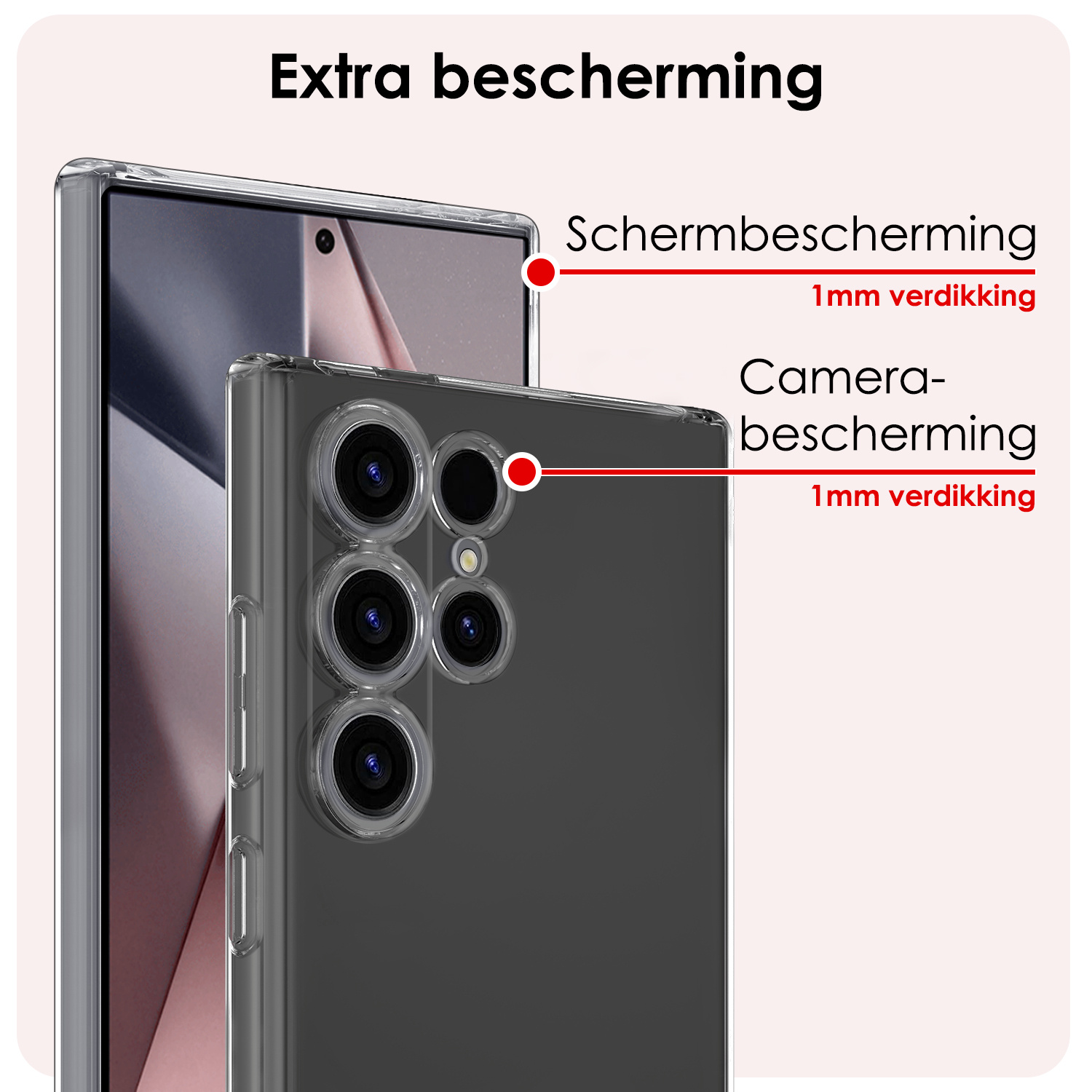 NoXx Hoes Geschikt voor Samsung S24 Ultra Hoesje Cover Siliconen Back Case Hoes - Transparant