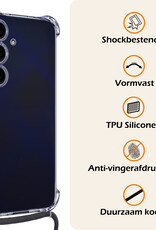 Nomfy Hoesje Geschikt voor Samsung A15 Hoesje Shock Proof Transparant Met Telefoonketting Case Shock Koord - Hoesje Geschikt voor Samsung Galaxy A15 Shock Proof Case Met Koord - Transparant