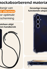 Nomfy Hoesje Geschikt voor Samsung A15 Hoesje Shock Proof Transparant Met Telefoonketting Case Shock Koord - Hoesje Geschikt voor Samsung Galaxy A15 Shock Proof Case Met Koord - Transparant