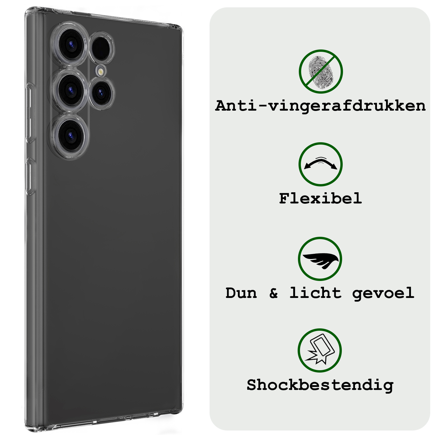 BASEY. Hoes Geschikt voor Samsung S24 Ultra Hoesje Siliconen Back Cover Case Met Screenprotector - Hoesje Geschikt voor Samsung Galaxy S24 Ultra Hoes Cover Hoesje - Transparant