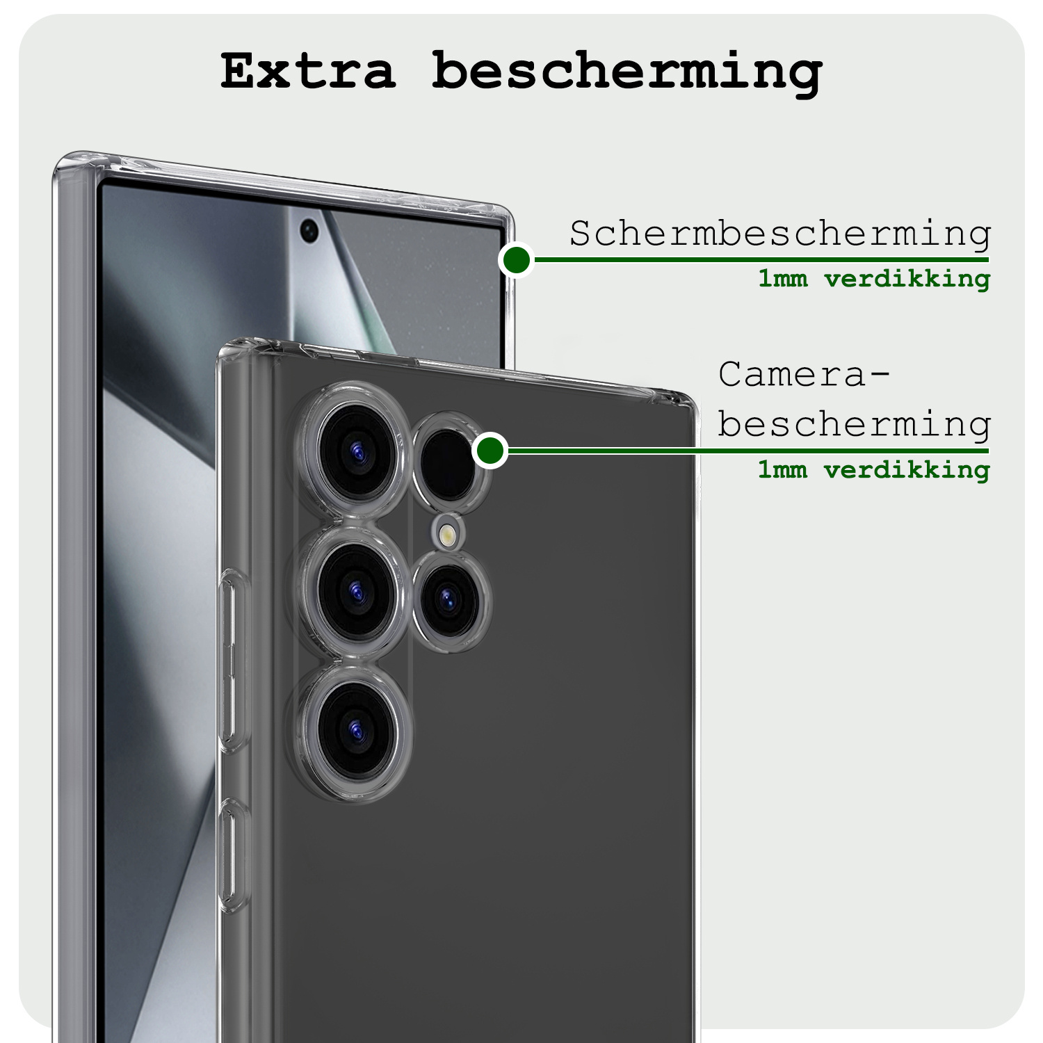 BASEY. Hoes Geschikt voor Samsung S24 Ultra Hoesje Siliconen Back Cover Case Met Screenprotector - Hoesje Geschikt voor Samsung Galaxy S24 Ultra Hoes Cover Hoesje - Transparant