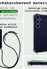BASEY. Hoes Geschikt voor Samsung A15 Hoesje Shock Proof Case Met Koord Shock Hoes Met Koord - Hoesje Geschikt voor Samsung Galaxy A15 Hoes Cover Met Koord - Transparant