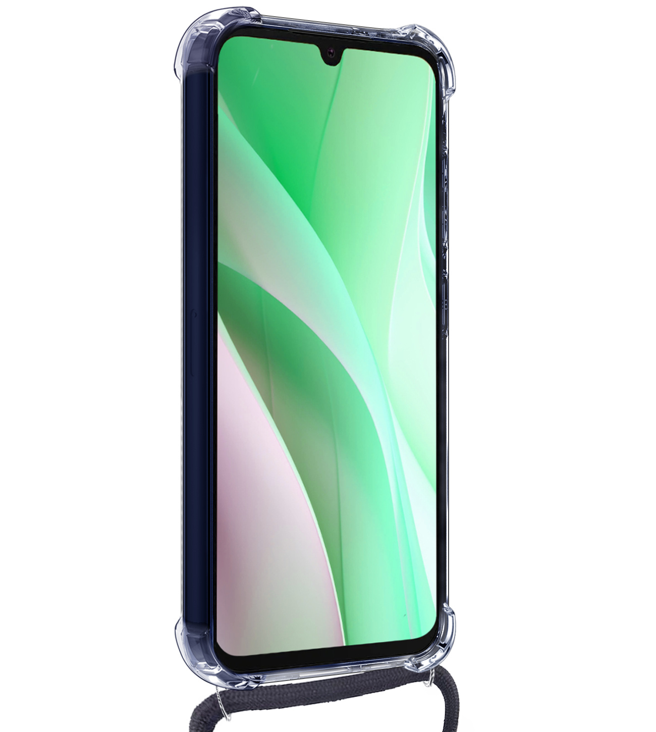 BASEY. Hoes Geschikt voor Samsung A15 Hoesje Shock Proof Case Met Koord Shock Hoes Met Koord - Hoesje Geschikt voor Samsung Galaxy A15 Hoes Cover Met Koord - Transparant