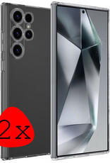 BASEY. Hoes Geschikt voor Samsung S24 Ultra Hoesje Siliconen Back Cover Case - Hoesje Geschikt voor Samsung Galaxy S24 Ultra Hoes Cover Hoesje - Transparant - 2 Stuks